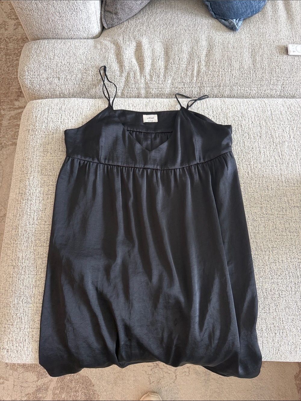 Wilfred Black Satin Slip Mini Dress